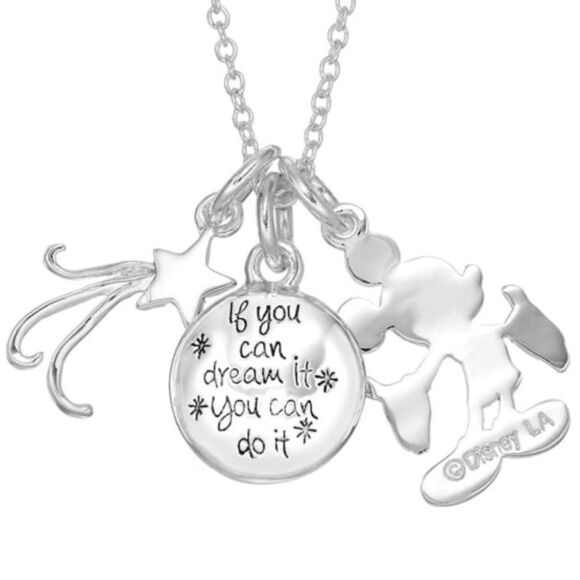 Mickey Mouse Necklace Silver Dreams Come True Stars Parks Disney Gift Box - Picture 2 of 5
